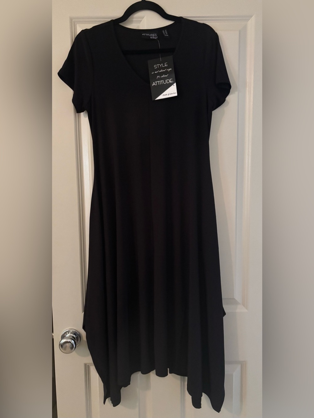 Attitudes by Renee Black V-Neck Midi Dress SP